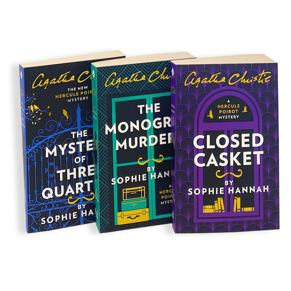 Agatha Christie Hercule Poirot Mysteries 3 Books Collection Set - The Monogram Murders, Closed Casket, Mystery of Three Quarters - Image 2