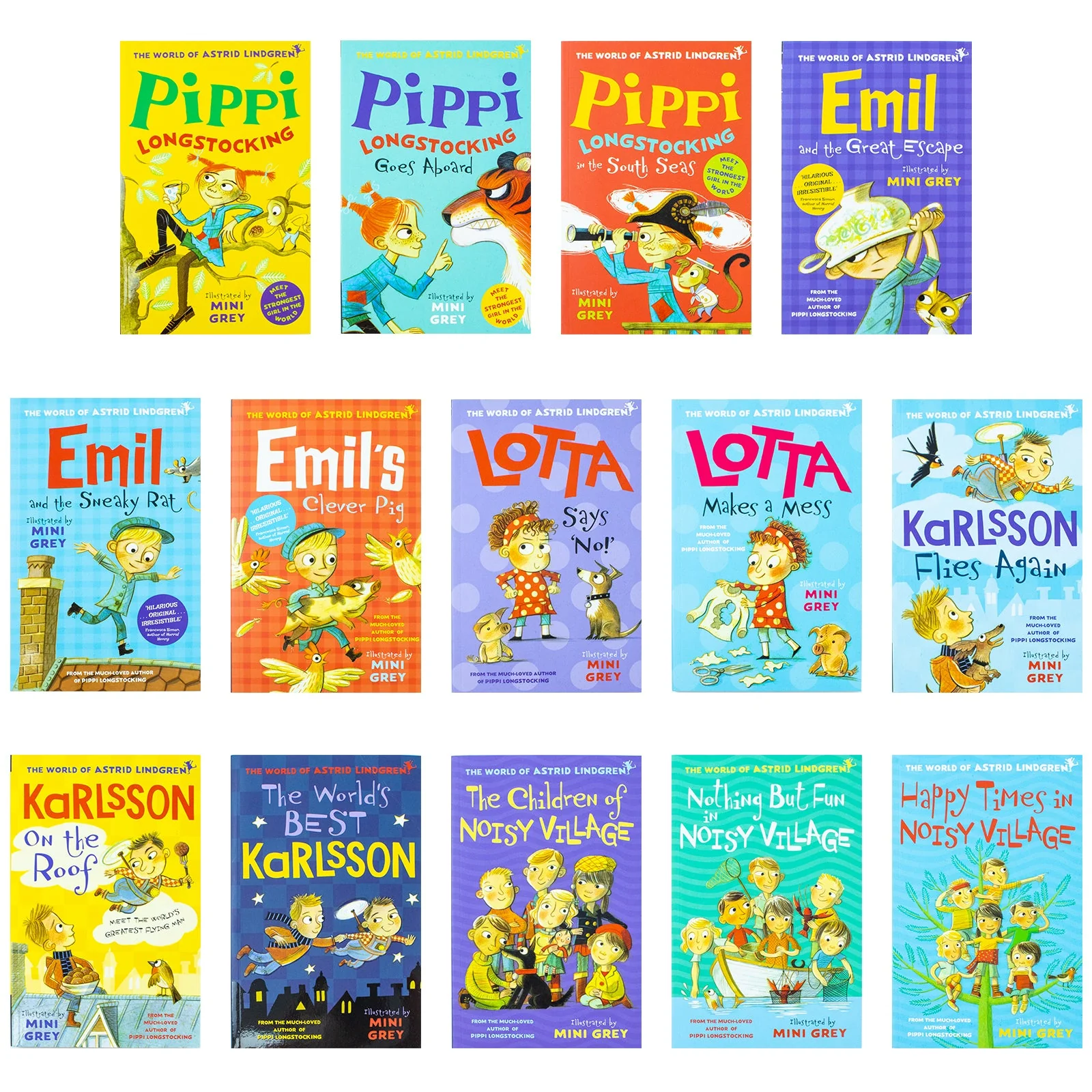 Astrid Lindgren Collection 14 Books Set (The Children of Noisy Village, Happy Times,Nothing but Fun, The World&amp;#x27;s Best Karlsson,Flies Again,on the Roof,Pippi Longstocking,Emil&amp;#x27;s Clever Pig &amp;amp; More) - Image 4