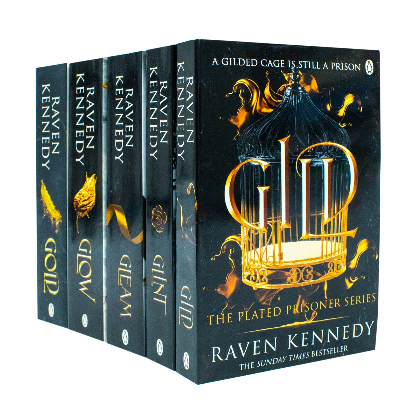 The Plated Prisoner Series 5 Book Collection by Raven Kennedy Gild, Glint, Gleam, Glow & Gold – Dark Fantasy Romance Romantasy Series