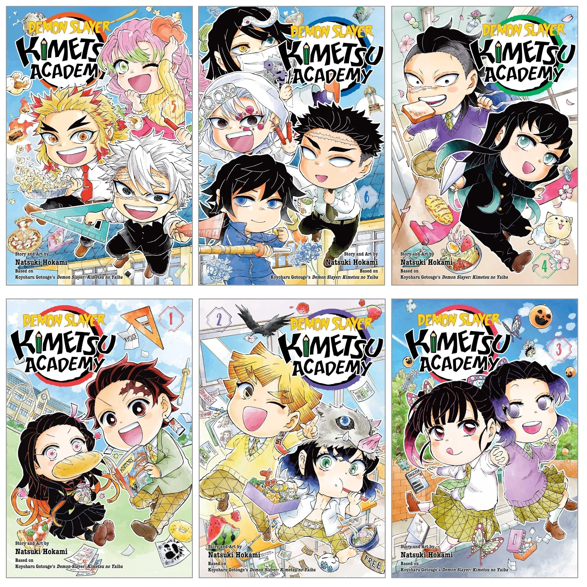 Demon Slayer: Kimetsu Academy 6 Books Collection Set (Volumes 1-6) by Koyoharu Gotouge, Natsuki Hokami
