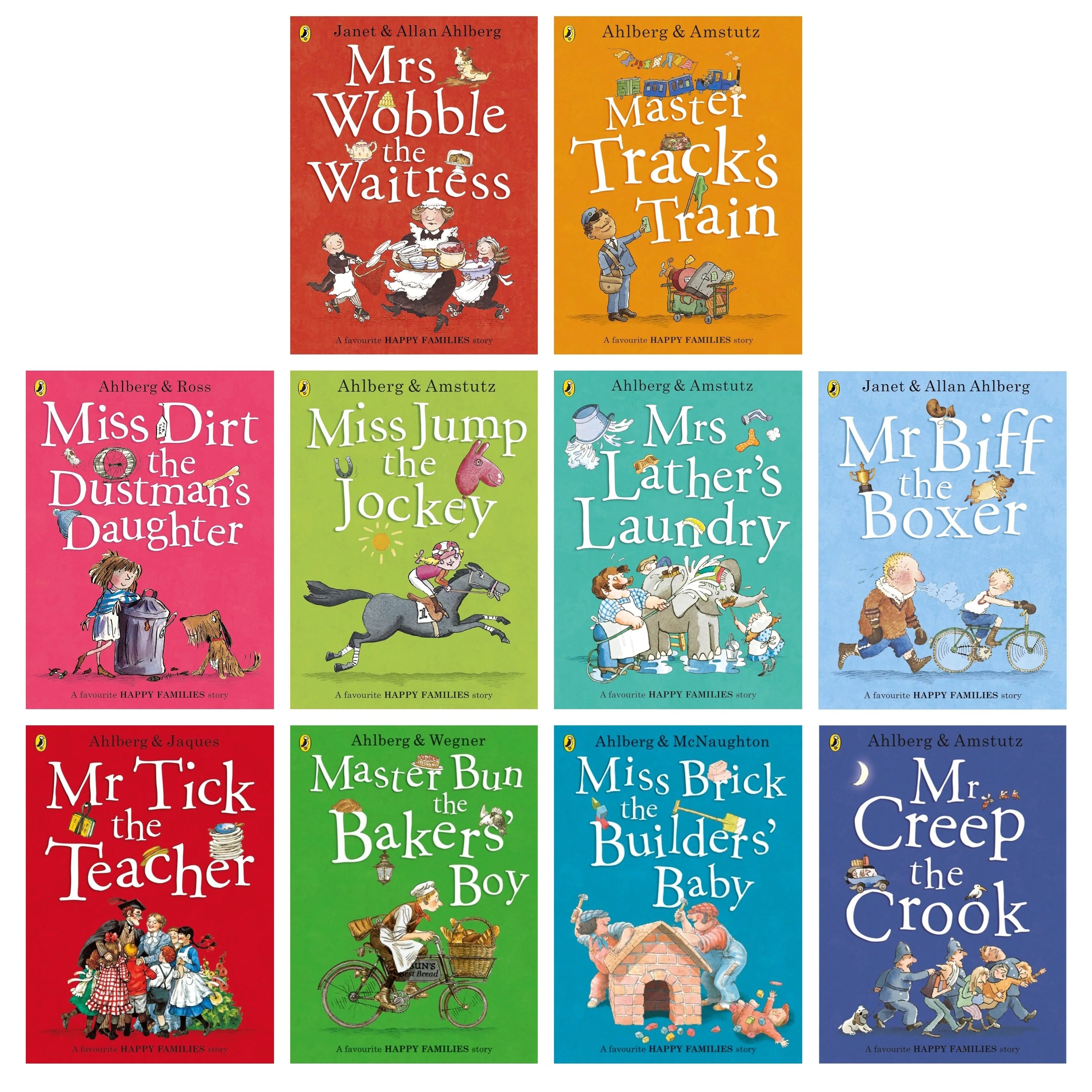 Happy Families Stories Series 10 Books Collection Set By Allan Ahlberg (Master Bun The Baker's Boy, Miss Brick the Builder's Baby and More)