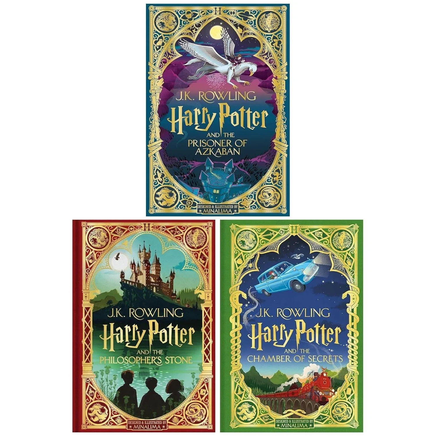Harry Potter MinaLima Edition – 3 Book Collection Set by J.K. Rowling | Illustrated Interactive Hardcover (Books 1–3) - Image 2