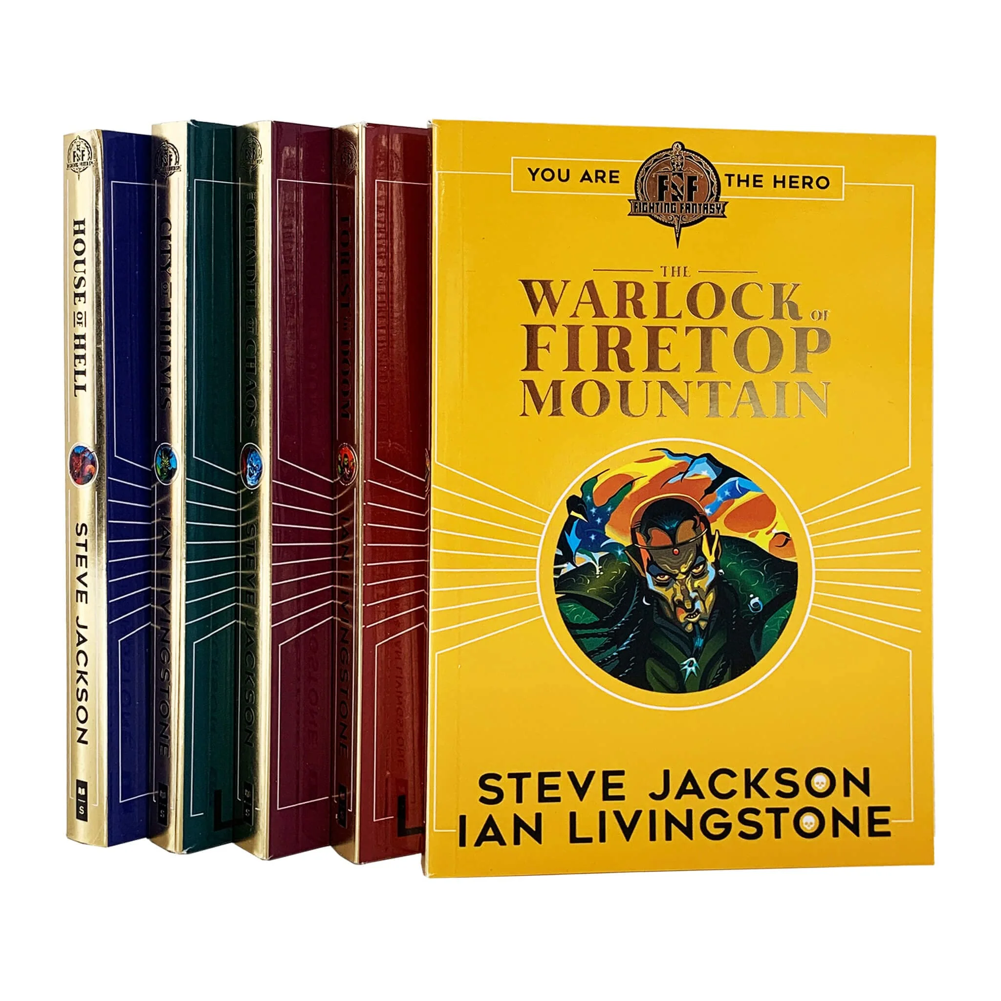 Fighting Fantasy RPG Books 1-5 Collection Set ( The Warlock of Firetop Mountain, City of Thieves, Citadel of Chaos, The Forest of Doom &amp; House of Hell) - Image 2
