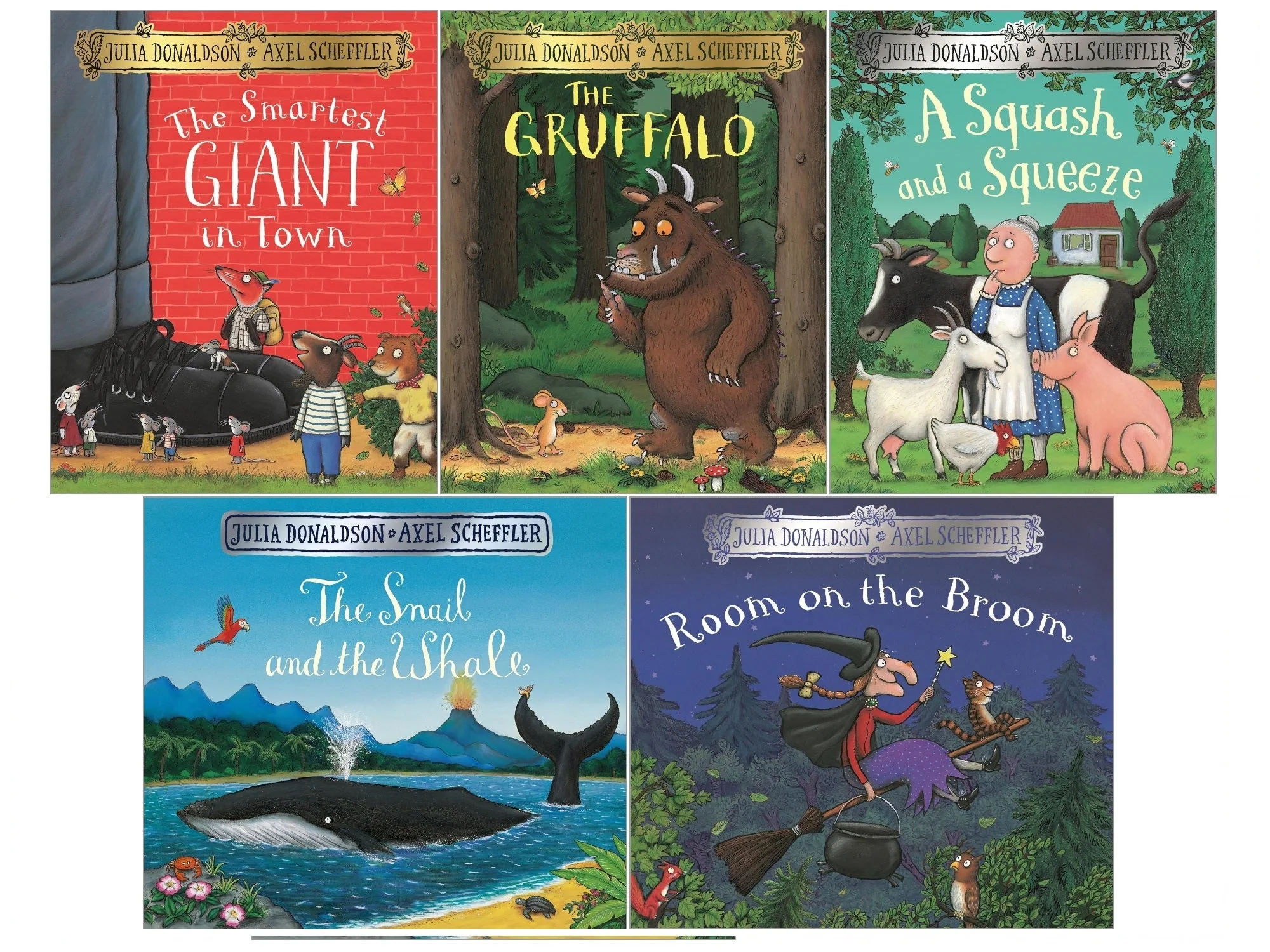 Julia Donaldson 5 Book Set – The Gruffalo, Room on the Broom, The Snail and the Whale & More Classic Children’s Collection