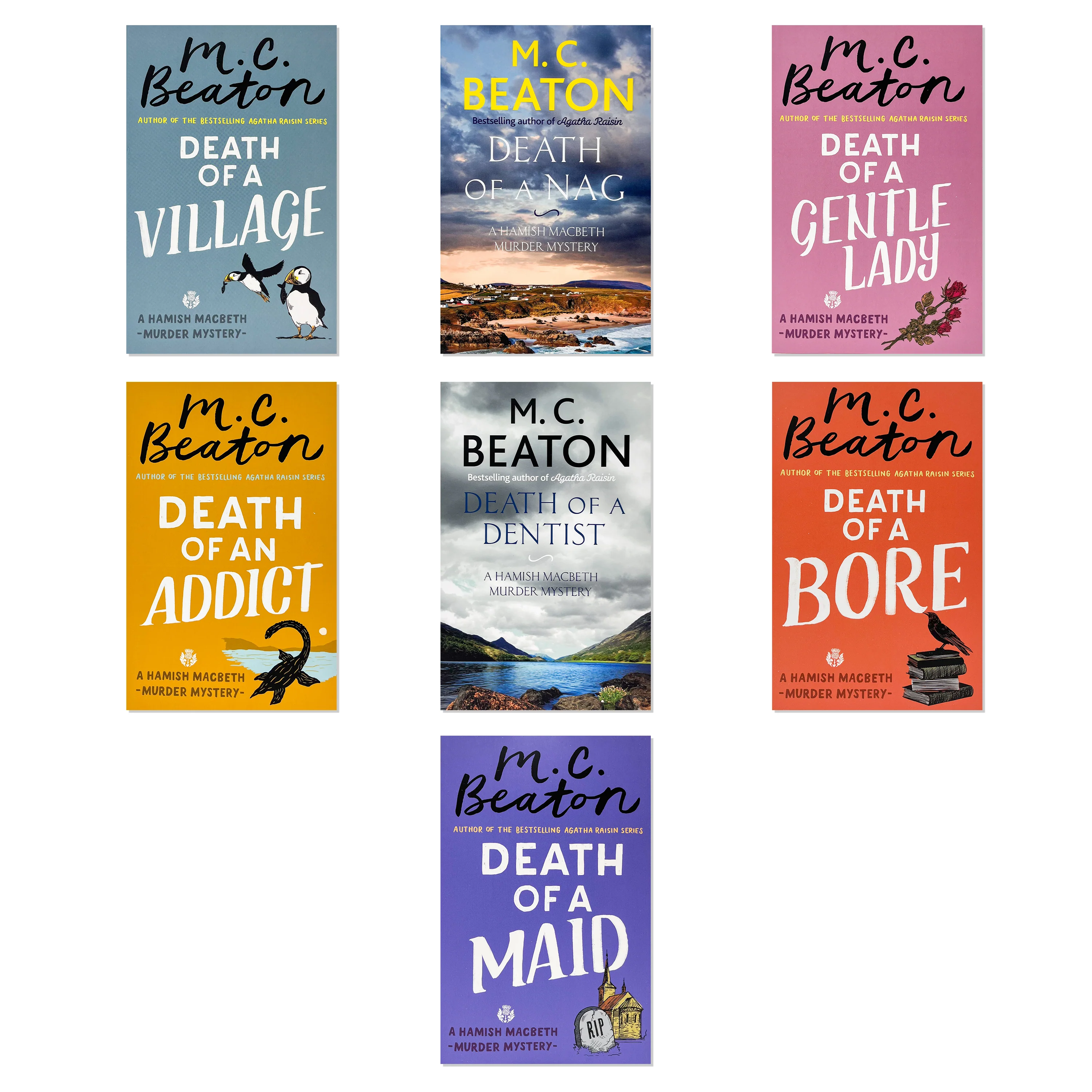 M C Beaton Hamish Macbeth Series Collection 7 Books Set (SERIES 4) (Death of a Nag, Death of a Dentist, Death of an Addict, Death of a Village, Death of a Bore, Death of a Maid, Death of a Gentle Lady) - Image 4