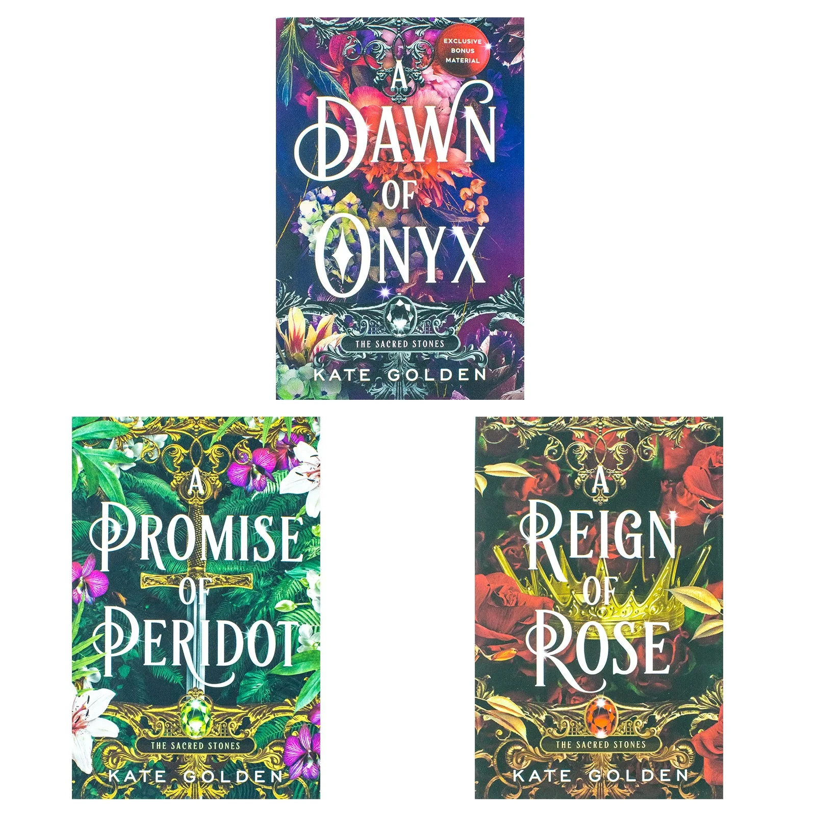 Sacred Stones Series 3 Books Collection Set By Kate Golden | Epic Fantasy Romance Trilogy - A Dawn of Onyx, A Promise of Peridot and A Reign of Rose - Image 3