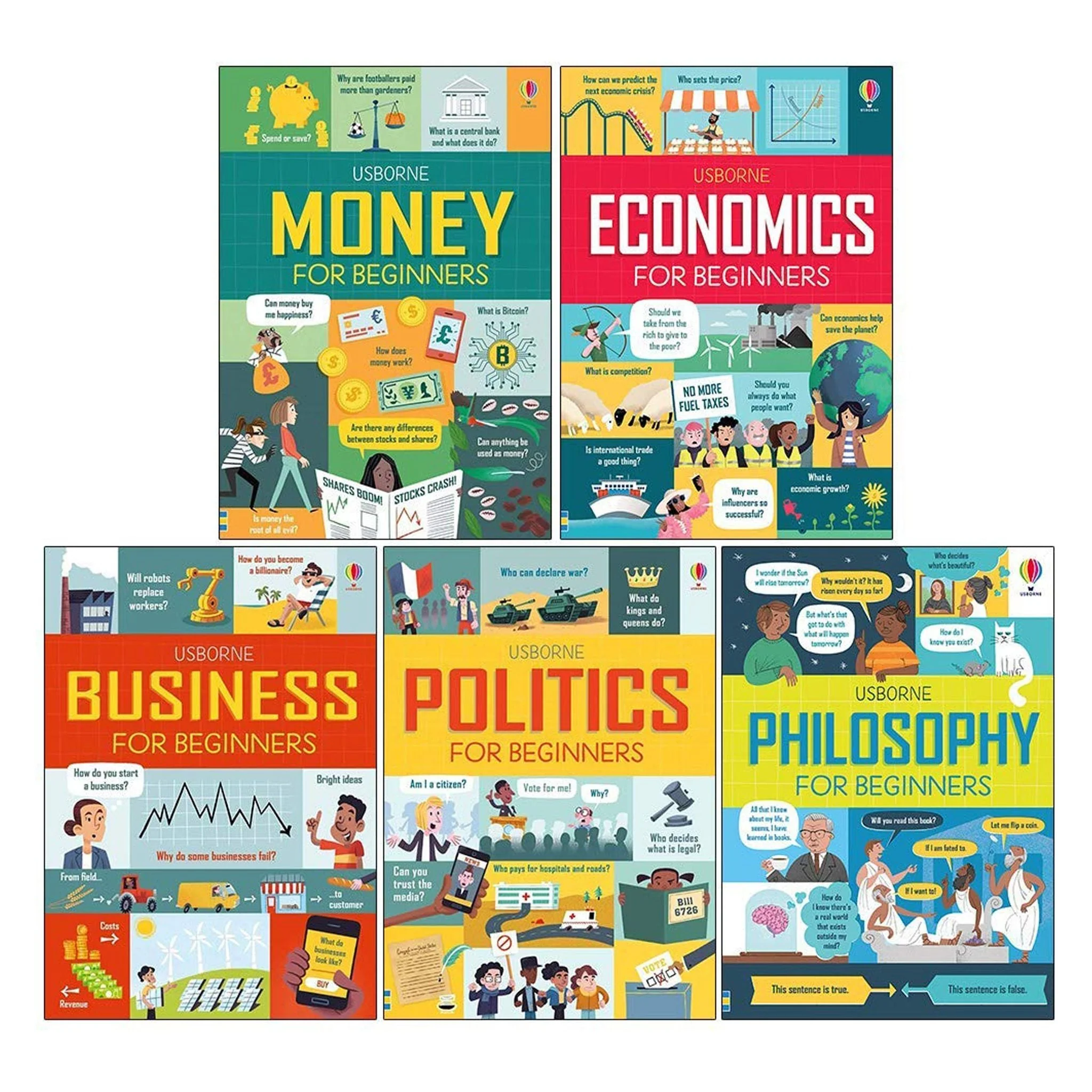 Usborne Big Subjects For Beginners 5 Books Collection Box Set (Money, Economics, Business, Politics, Philosophy) - Image 2