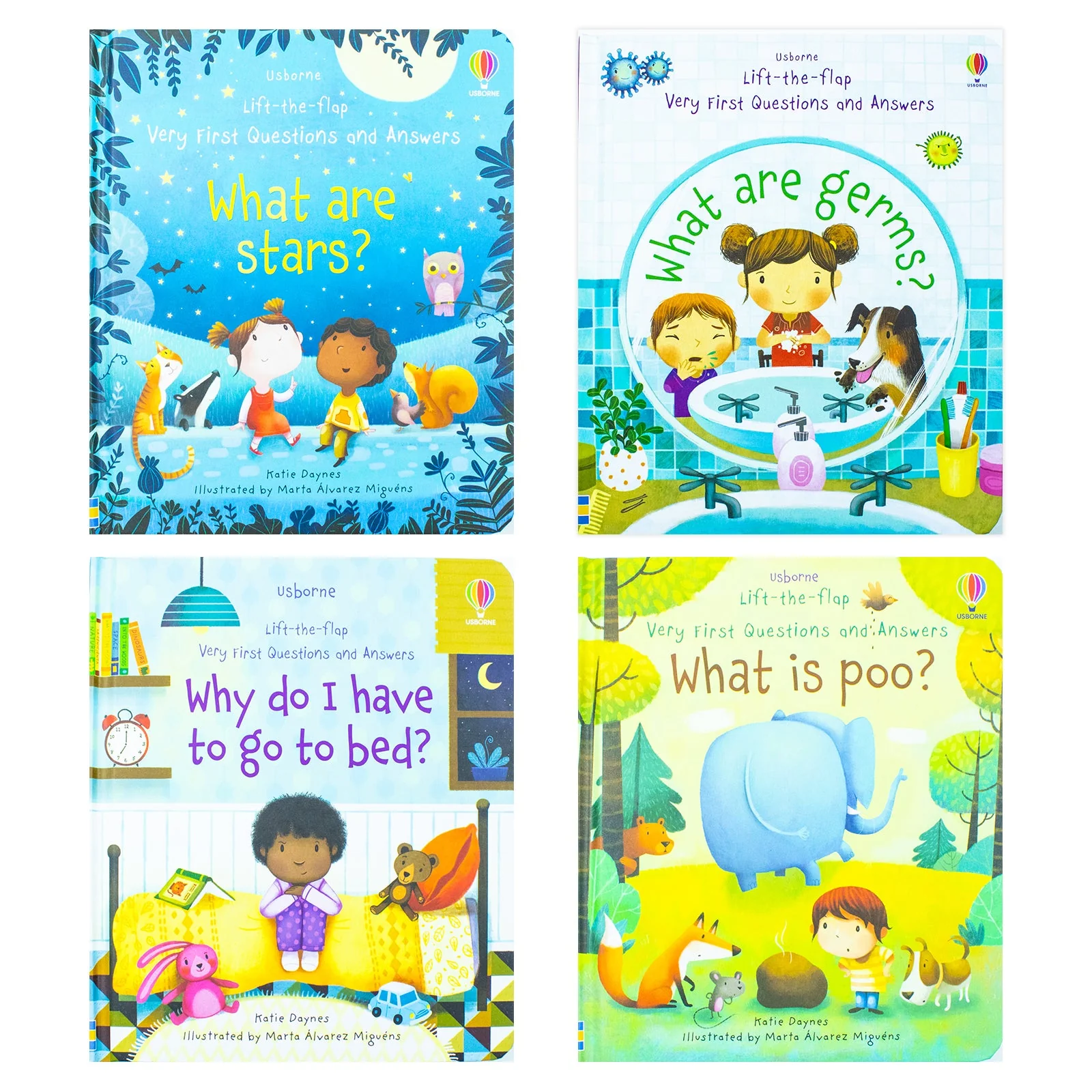 Usborne Lift-The-Flap Very First Questions and Answers Collection 2 - 4 Books Set (What are Stars, What is poo, What are germs, Why do I have to go to bed) - Image 7